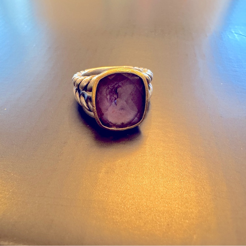 David Yurman Albion ring, cushion cut amethyst, size 7